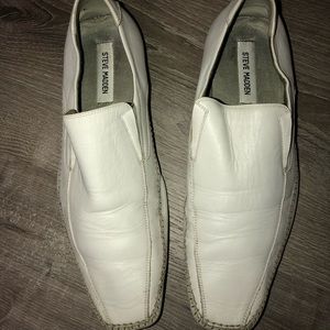 Steve Madden Cabano Stitched White Leather Loafers Men Shoes